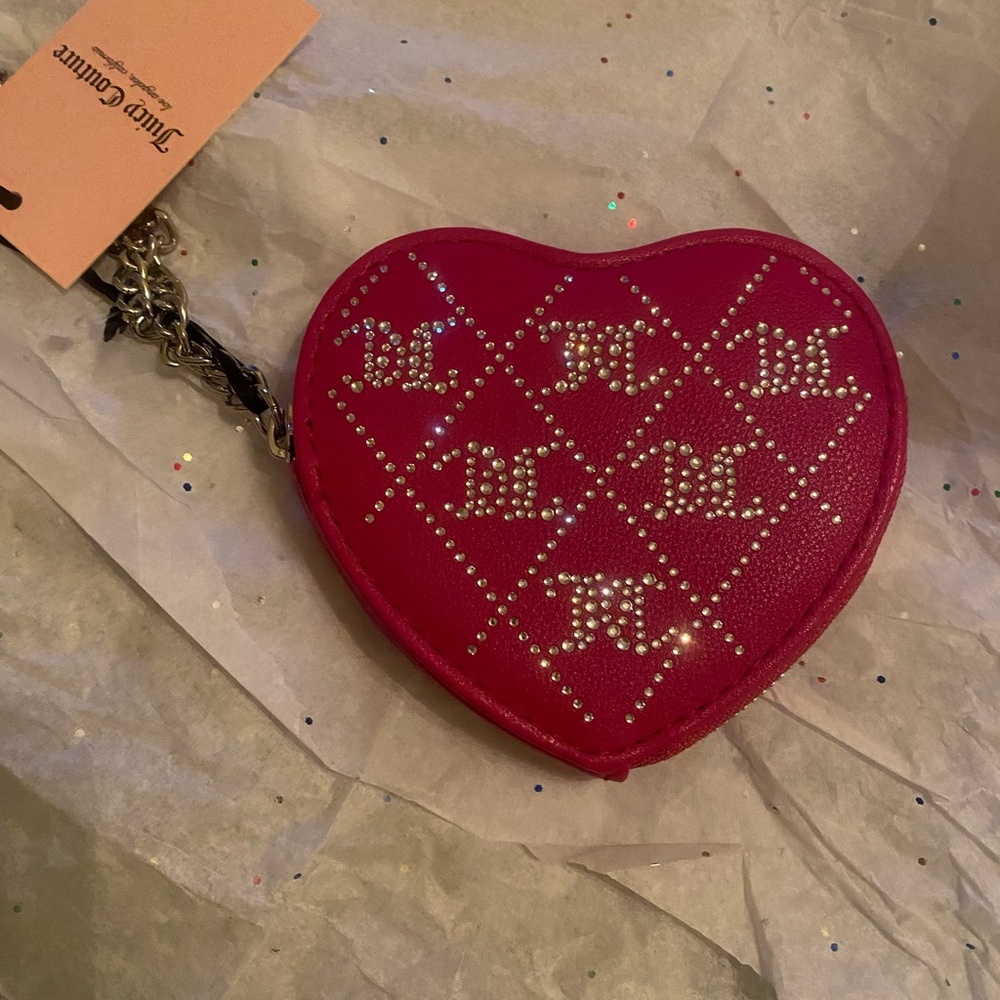 Juicy Couture Fuchsia Heart Coin Pouch wristlet